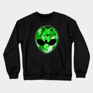 Green Paint Splatter Alien Head Crewneck Sweatshirt